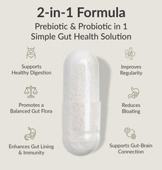 Close-up of BIOptimizers Probiotic Breakthrough capsules, easy-to-swallow vegan capsules