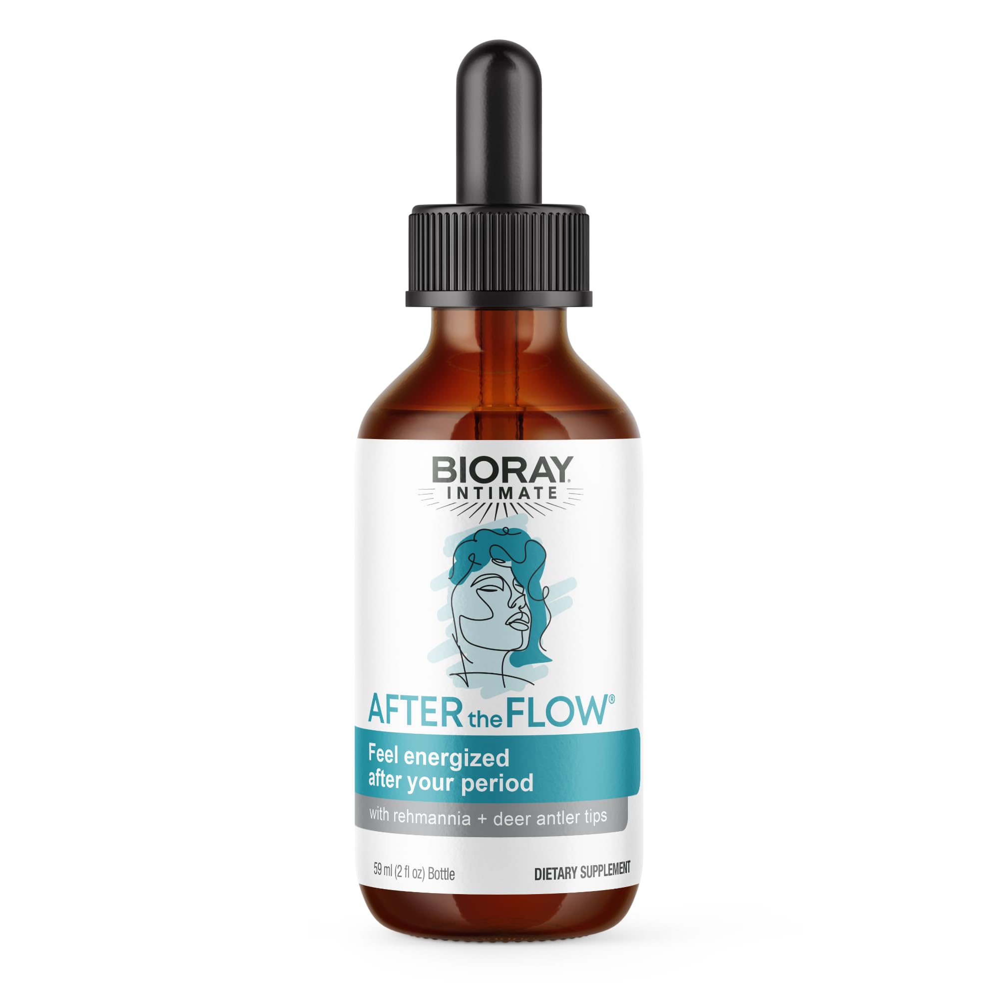BIORAY After The Flow bottle on white background for post-cycle support