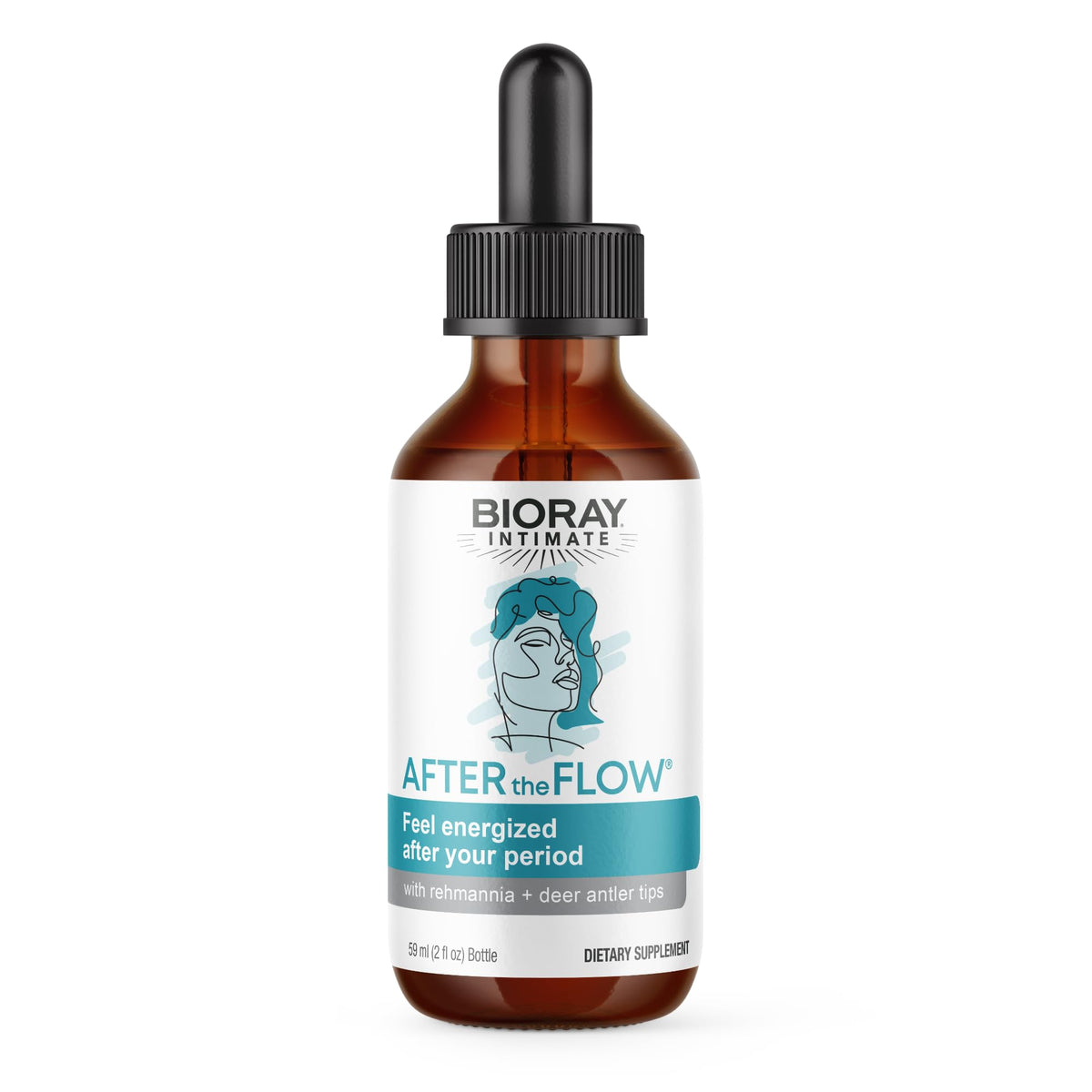 BIORAY After The Flow bottle on white background for post-cycle support