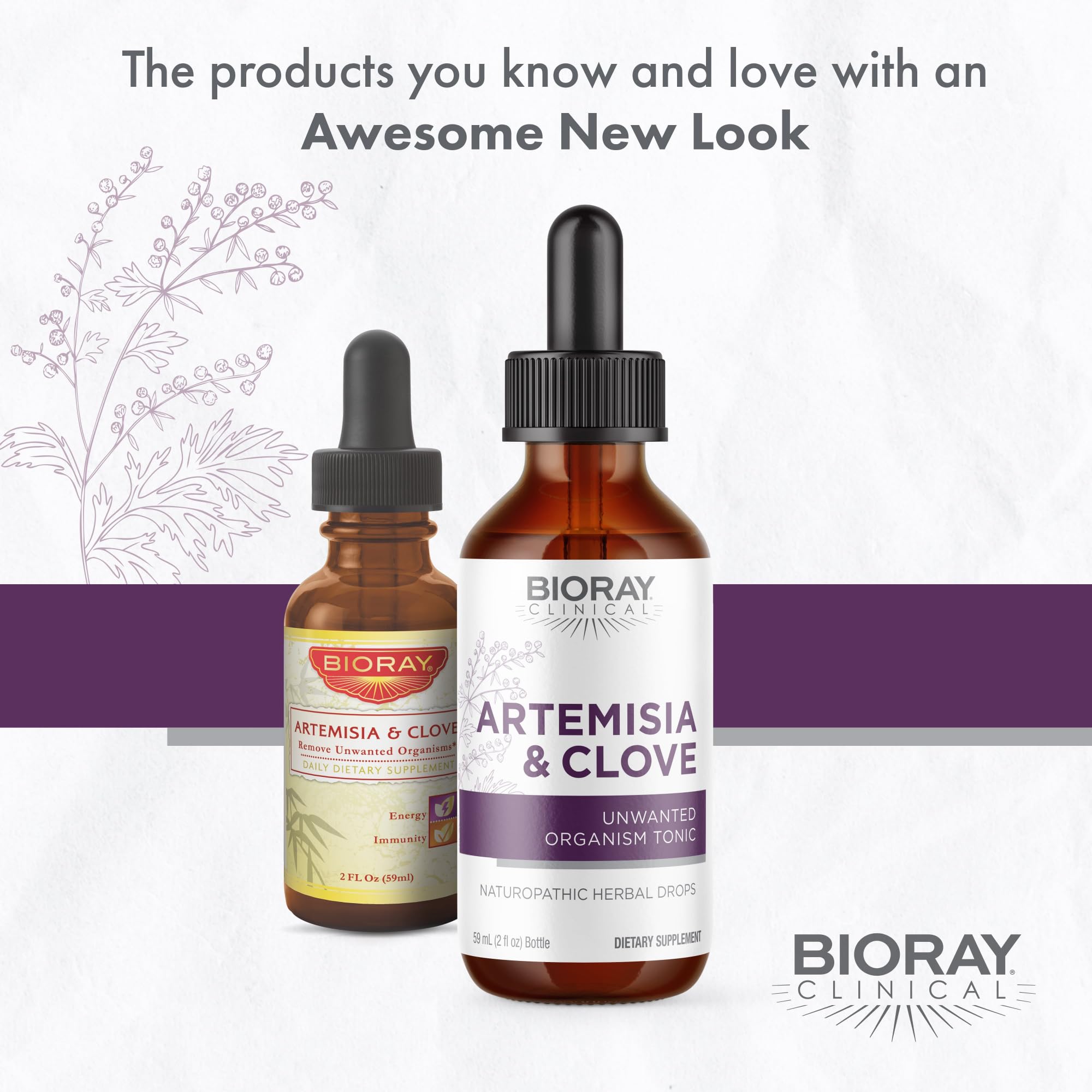BIORAY Artemisia & Clove ingredient-label confirms organic, non-GMO, gluten-free formula