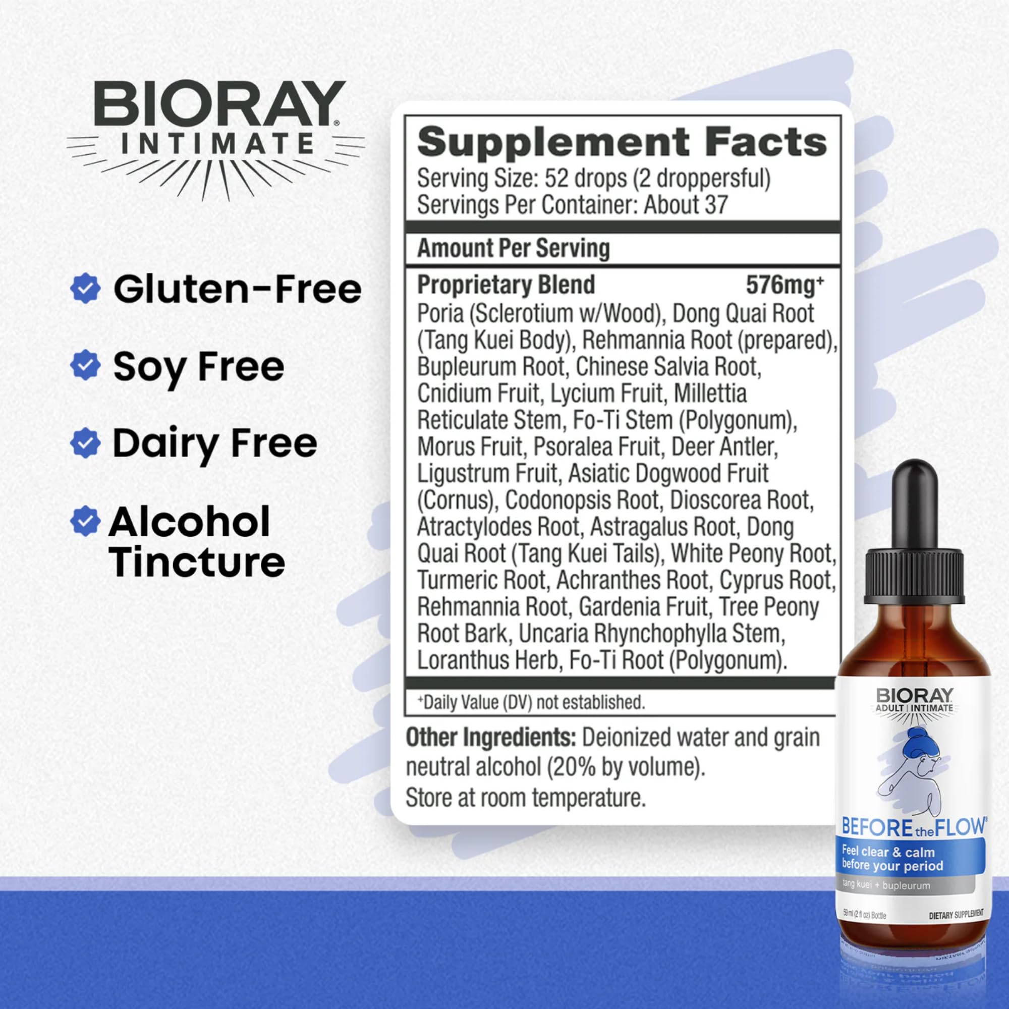 BIORAY Before the Flow drops measure for regular mood support
