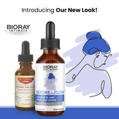 BIORAY Before the Flow label info highlights gluten-free, non-GMO formula