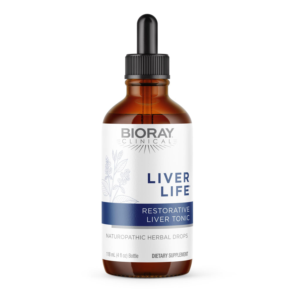 BIORAY Clinical Liver Life bottle highlighting liver support tincture.