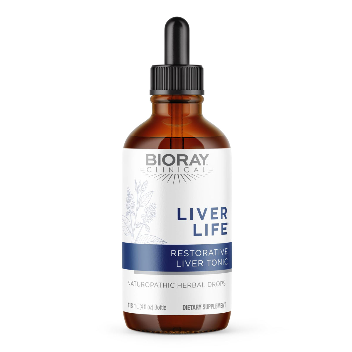 BIORAY Clinical Liver Life bottle highlighting liver support tincture.