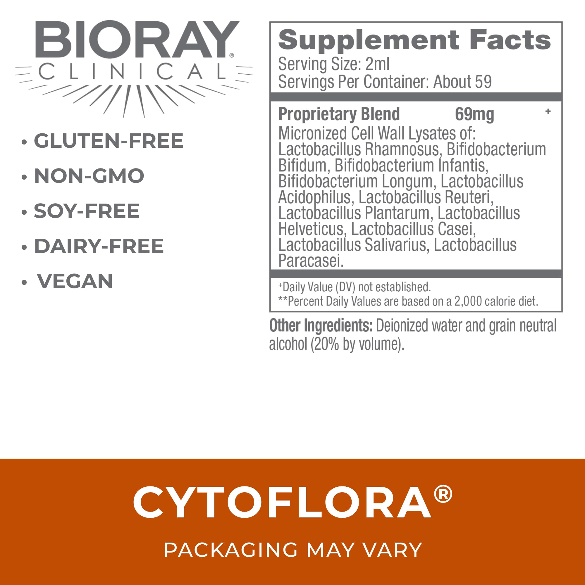 BIORAY CytoFlora drops taken in water for easy daily use