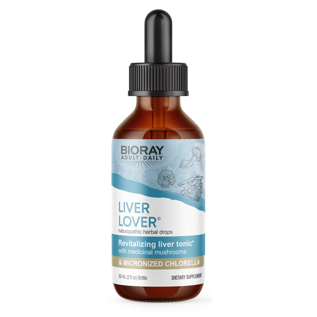 BIORAY Daily Liver Lover bottle on a clean background, supports liver health and adrenal balance.