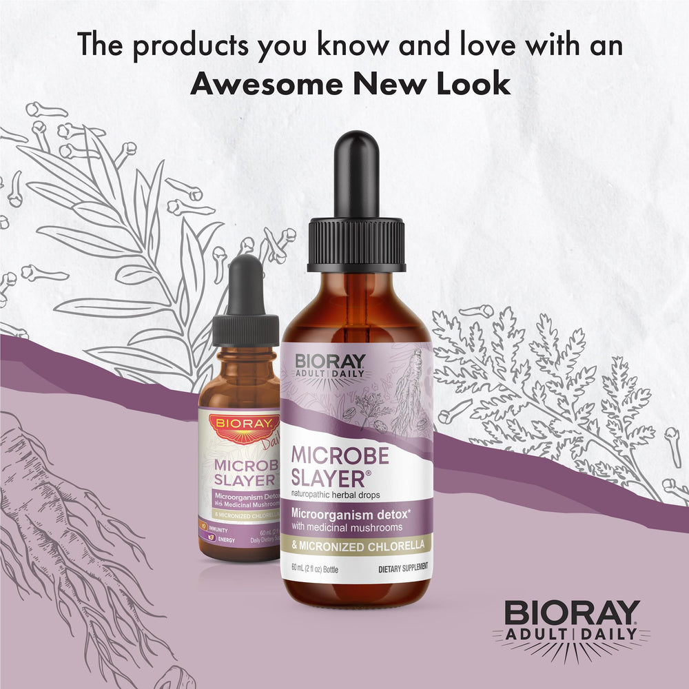 BIORAY Daily Microbe Slayer drops in glass, convenient daily ritual.