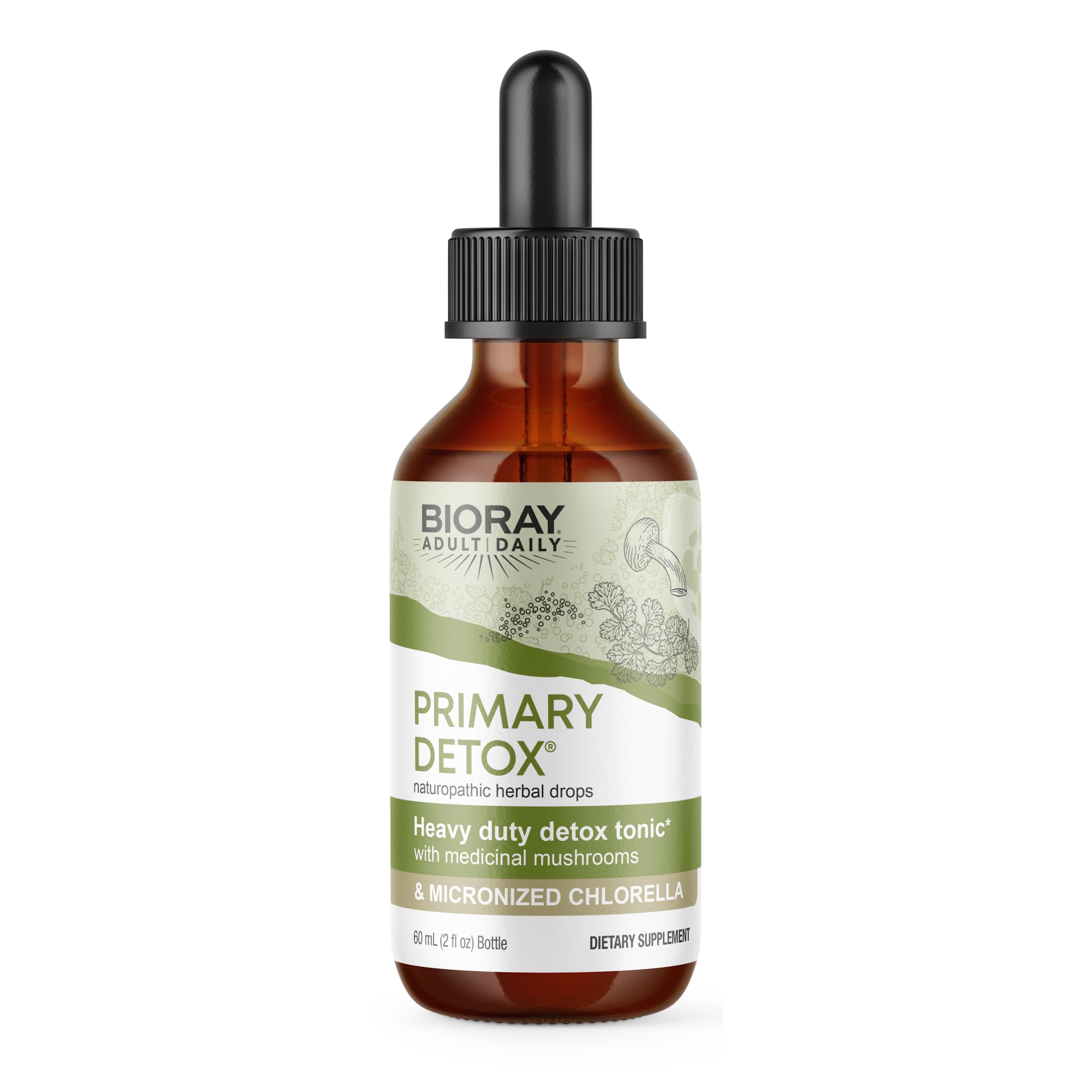 BIORAY Daily Primary Detox bottle on a clean counter, highlighting daily vitality.