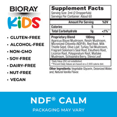 BIORAY NDF Calm label highlights vegan, non-GMO, gluten-free formulation