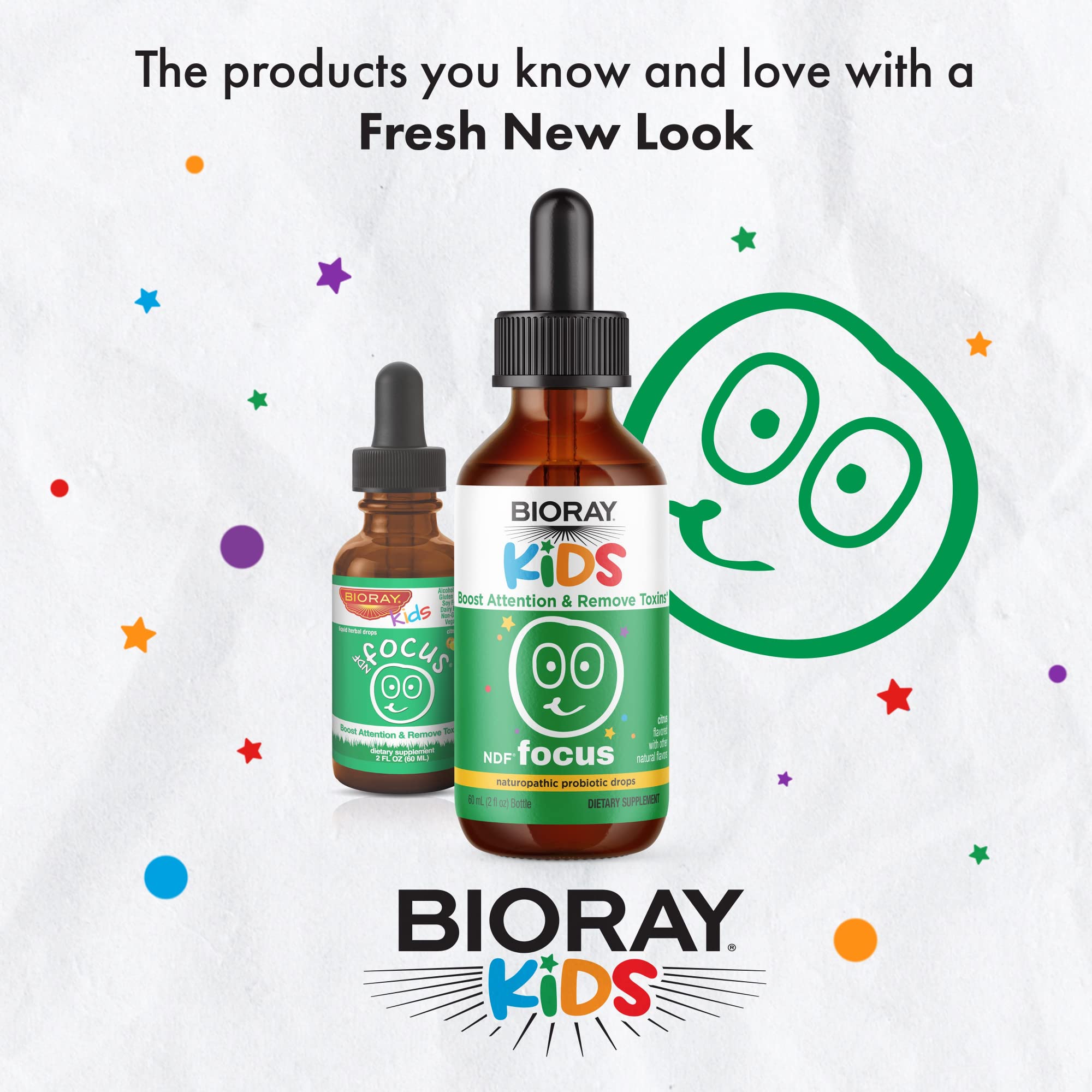 BIORAY Kids NDF Focus Citrus box shows convenient packaging for busy days.