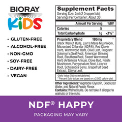 BIORAY Kids NDF Happy peach bottle pour — easy daily dosing for convenience