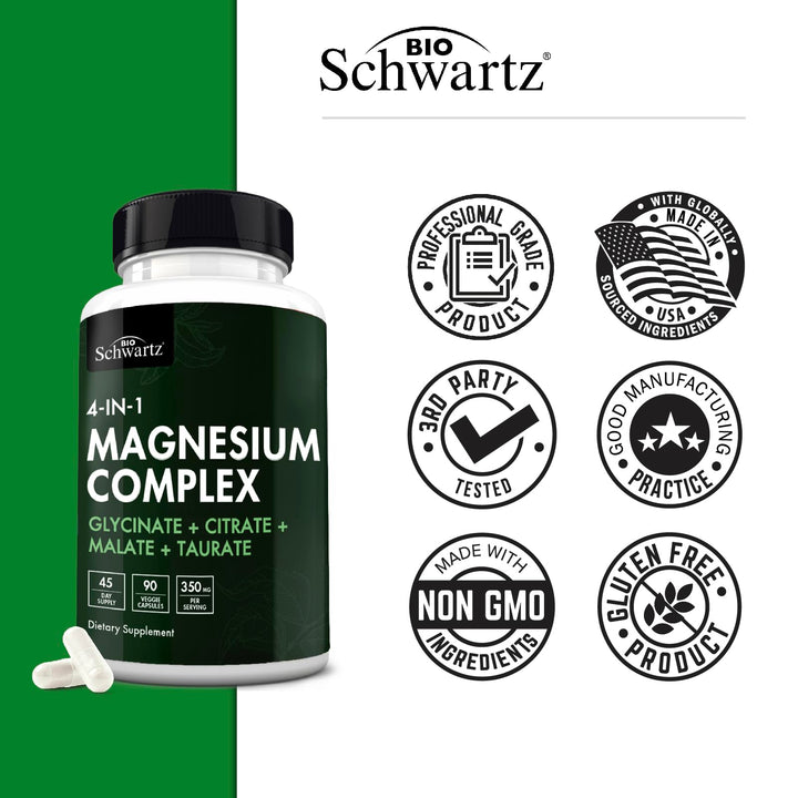 BioSchwartz Magnesium Complex, empaque exterior vegano y sin gluten