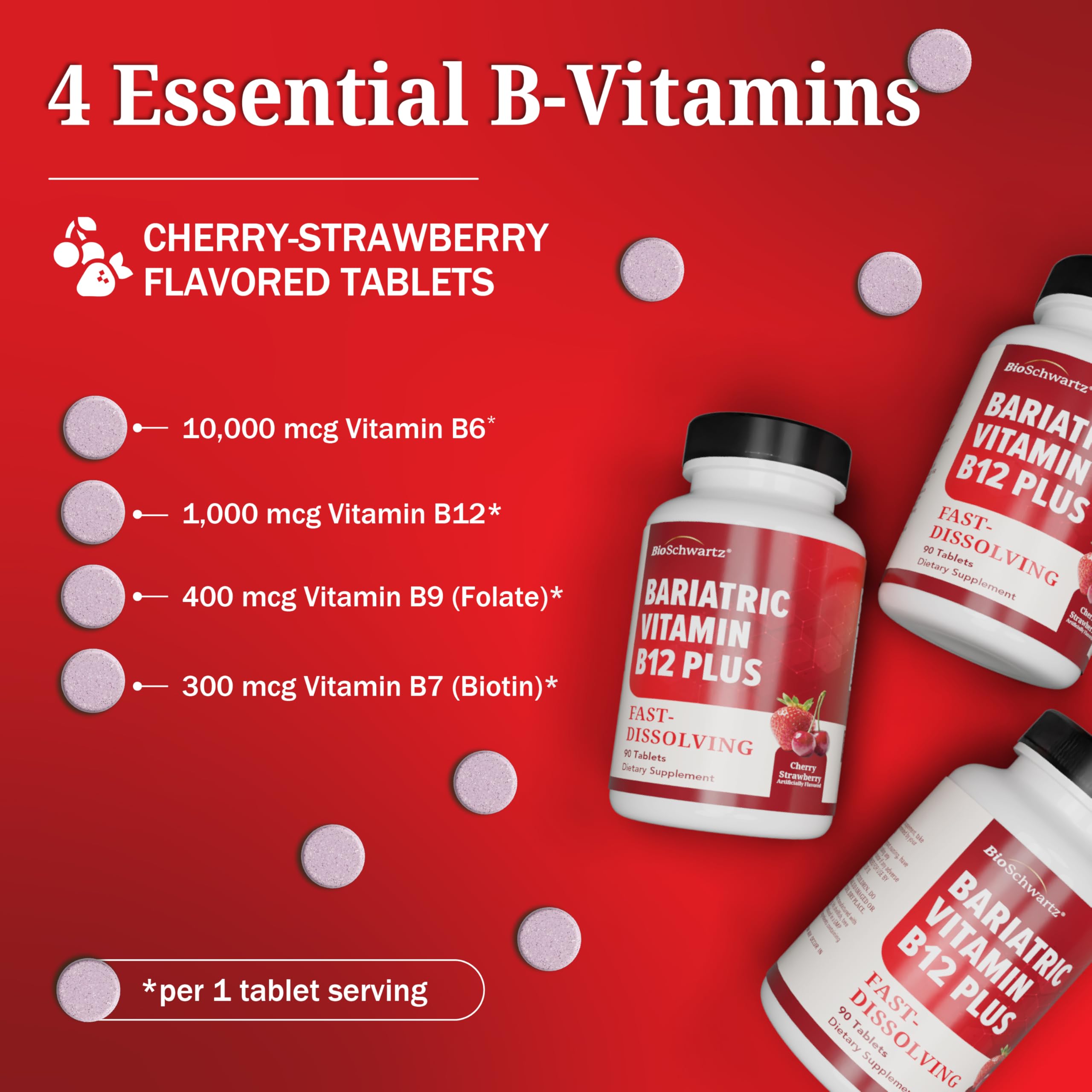 90 servings illustrate a convenient three-month supply of bariatric vitamins