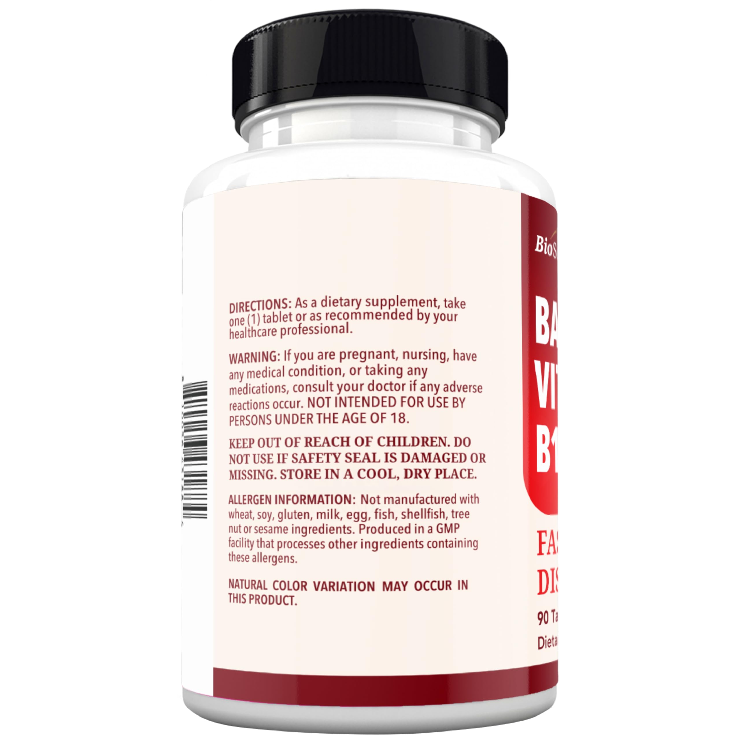USA-made facility label on BioSchwartz B12 Plus bottle