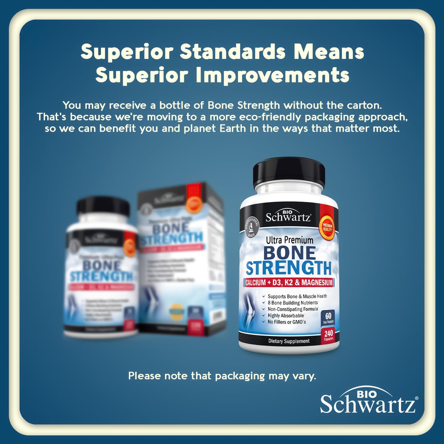 BioSchwartz Bone Strength bottle back highlights ingredients and quality.