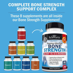 Close-up of BioSchwartz Bone Strength capsules for easy swallowing.
