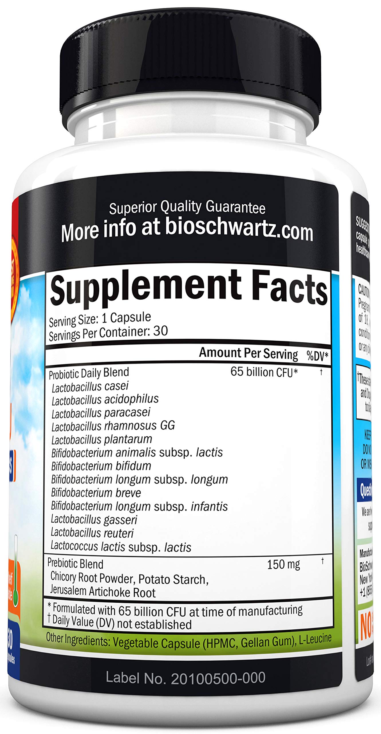 Front view of BioSchwartz bottle for store shelf presence.