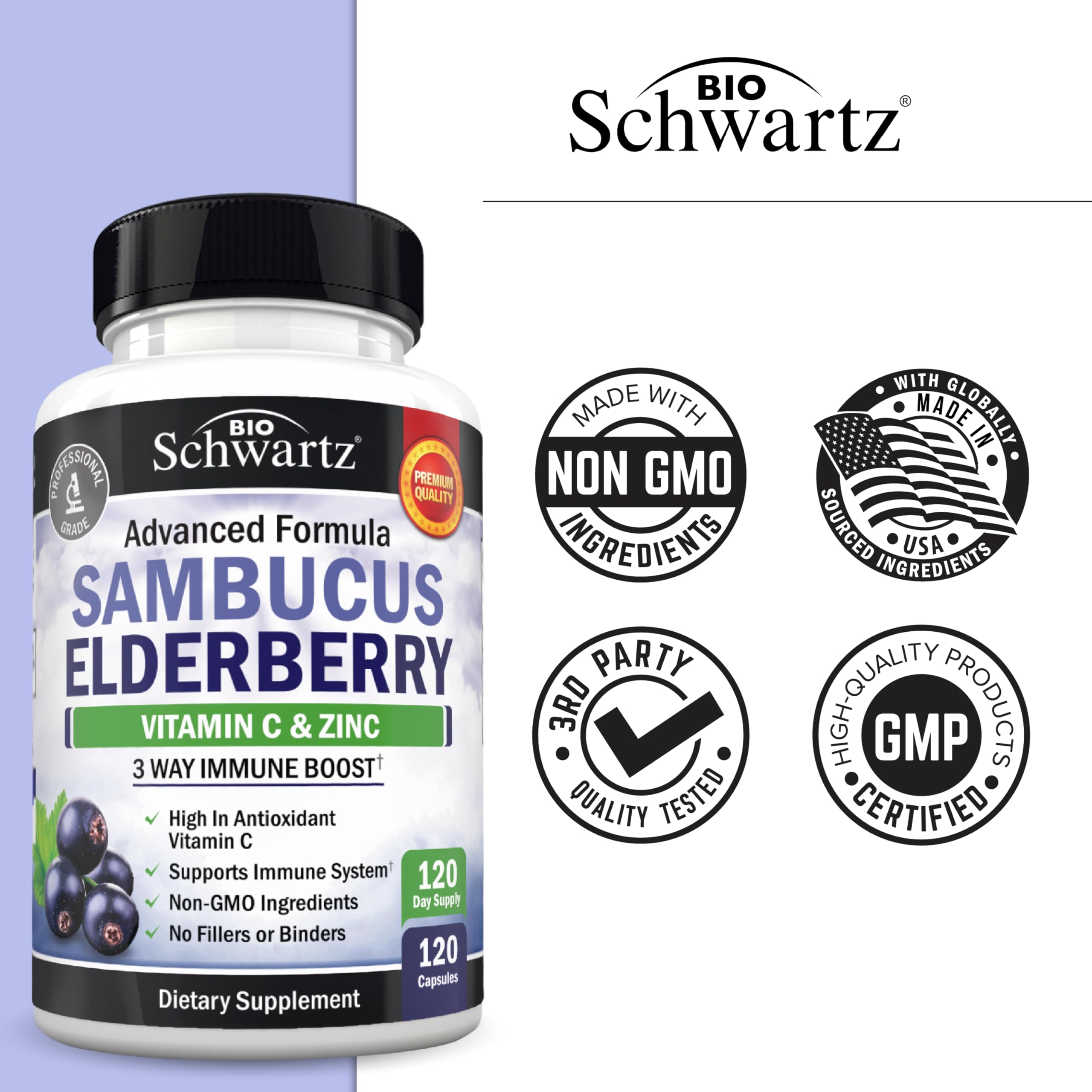 BioSchwartz bottle on a desk beside daily wellness items