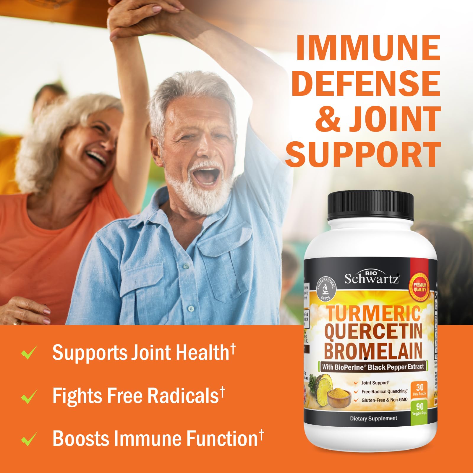 BioSchwartz capsules of turmeric quercetin bromelain ready to take.