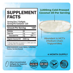 Capsules being poured from BioSchwartz bottle for easy dosing of MCT-rich oil.
