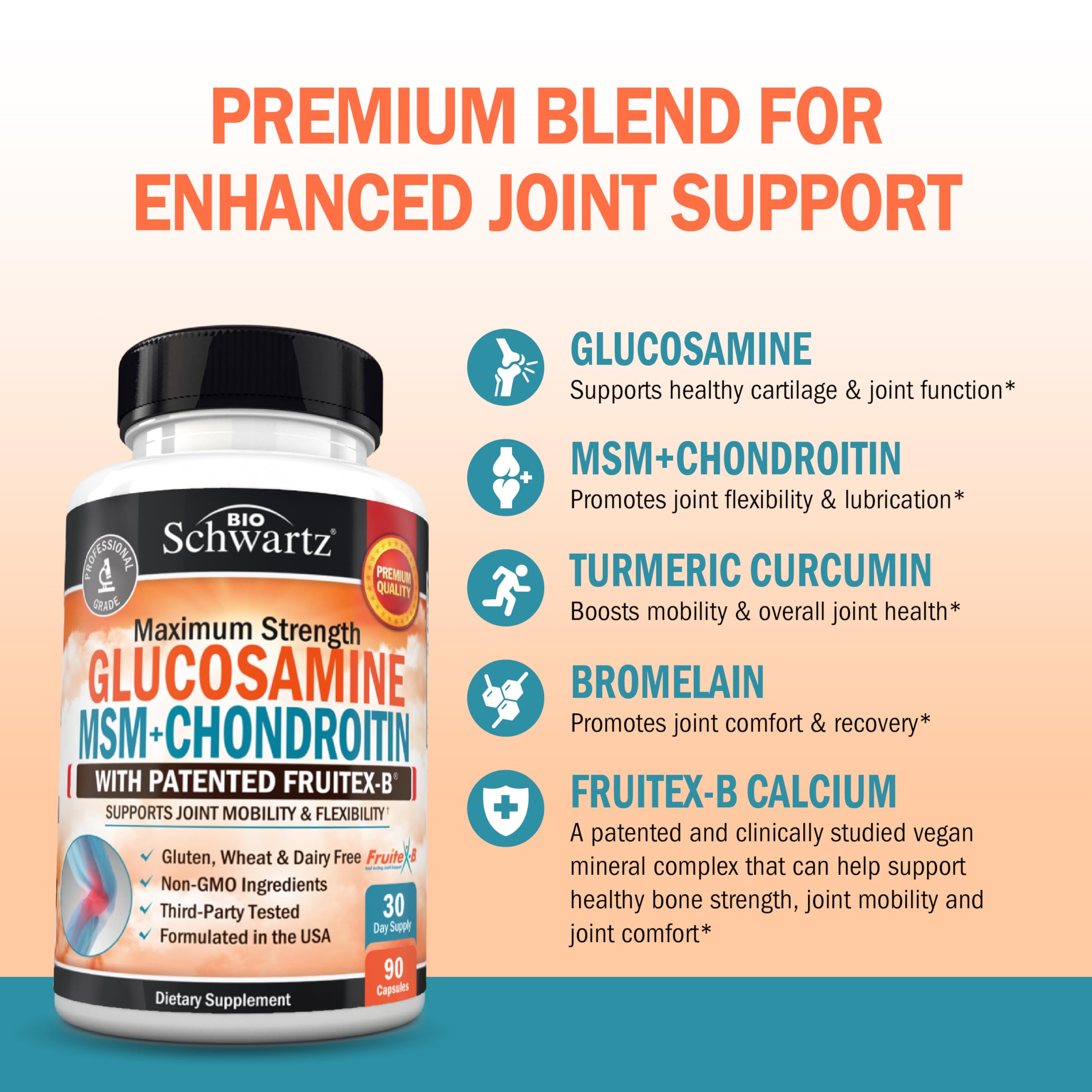 BioSchwartz collagen turmeric ginger blend visual highlighting multi-ingredient formula