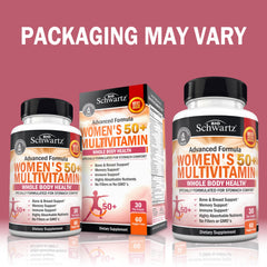 BioSchwartz Daily Multivitamin 50+ capsules closeup shows memory support and cognitive wellness.