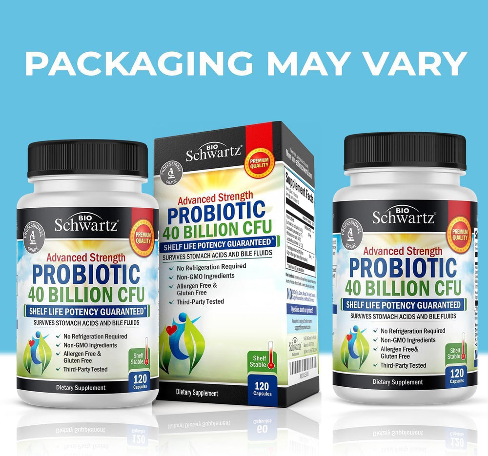 BioSchwartz probiotics capsules closeup showing easy-to-swallow capsules for daily use.