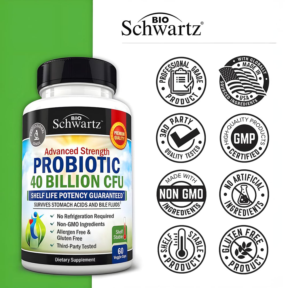Person taking BioSchwartz Daily Probiotic capsule at home for daily gut health