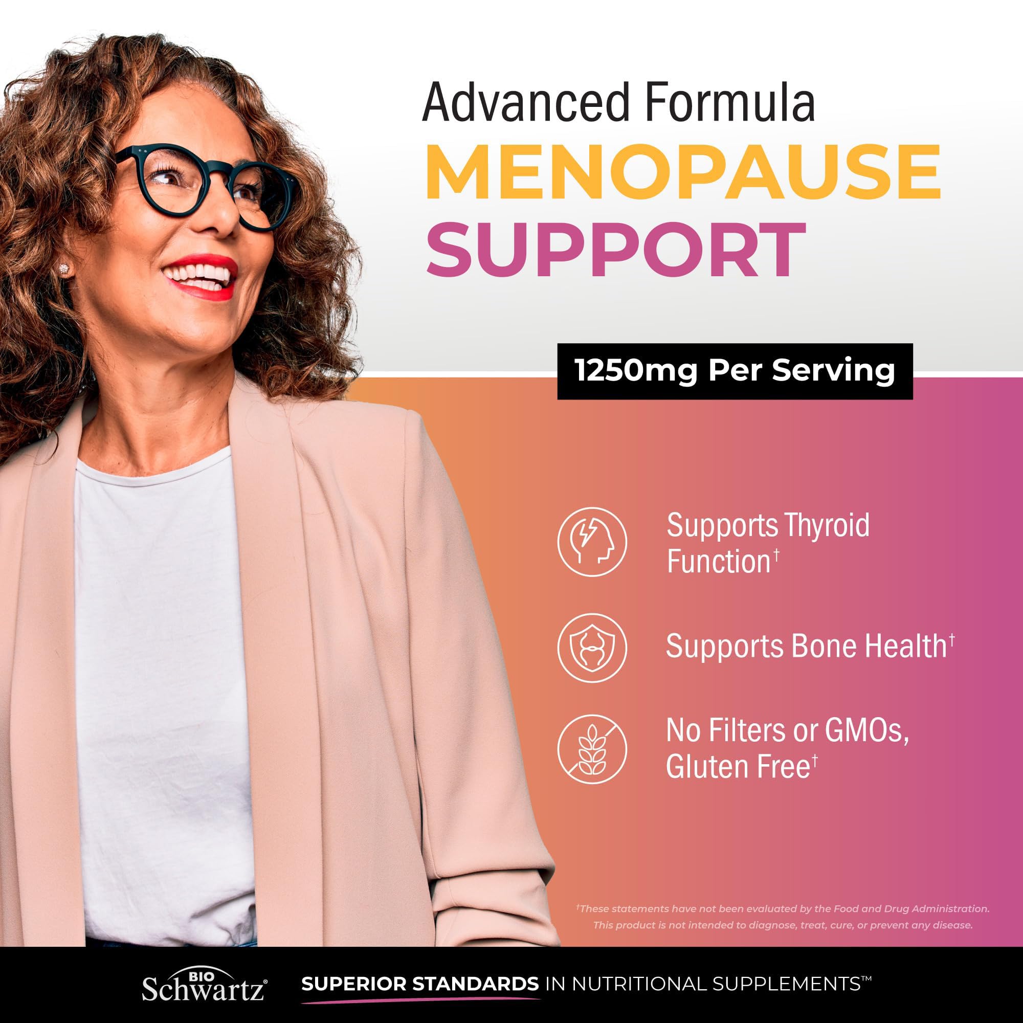BioSchwartz Dong Quai, Chasteberry, and Red Clover blend ingredients highlighting bone wellness support.