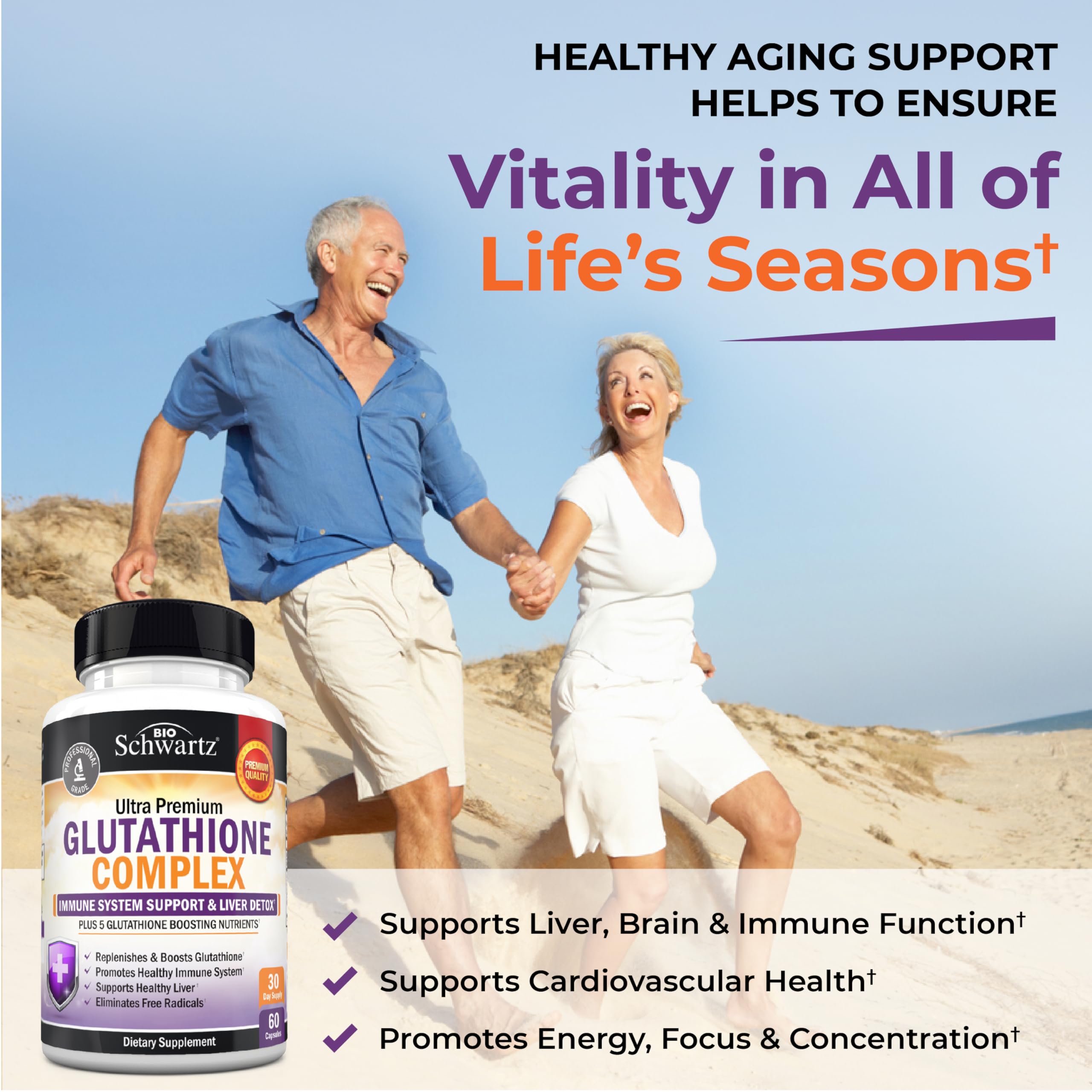 BioSchwartz Glutathione 500mg bottle-closeup with label detail