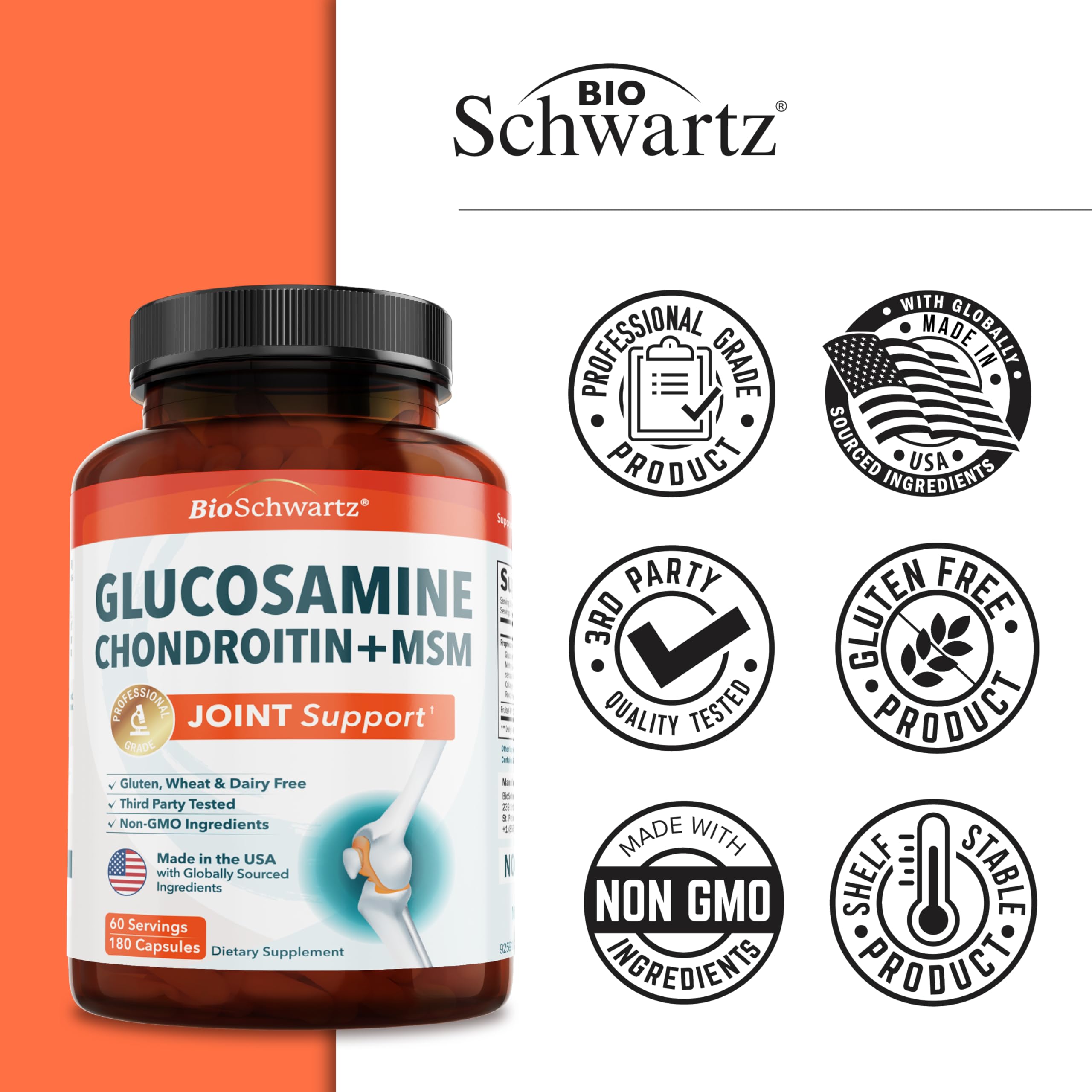 BioSchwartz gluten-free non-GMO badge on the product label