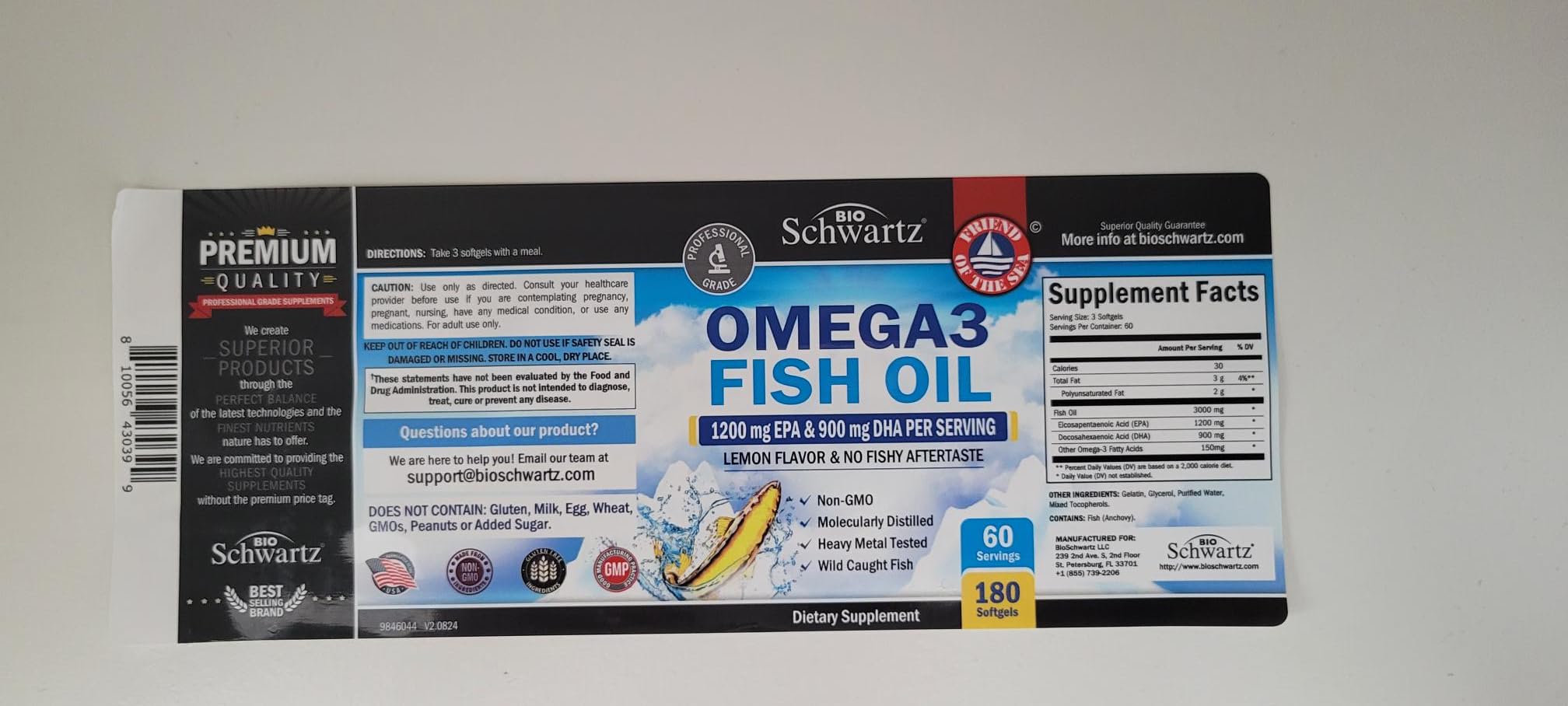 BioSchwartz gluten-free and pescatarian-friendly omega-3 softgels