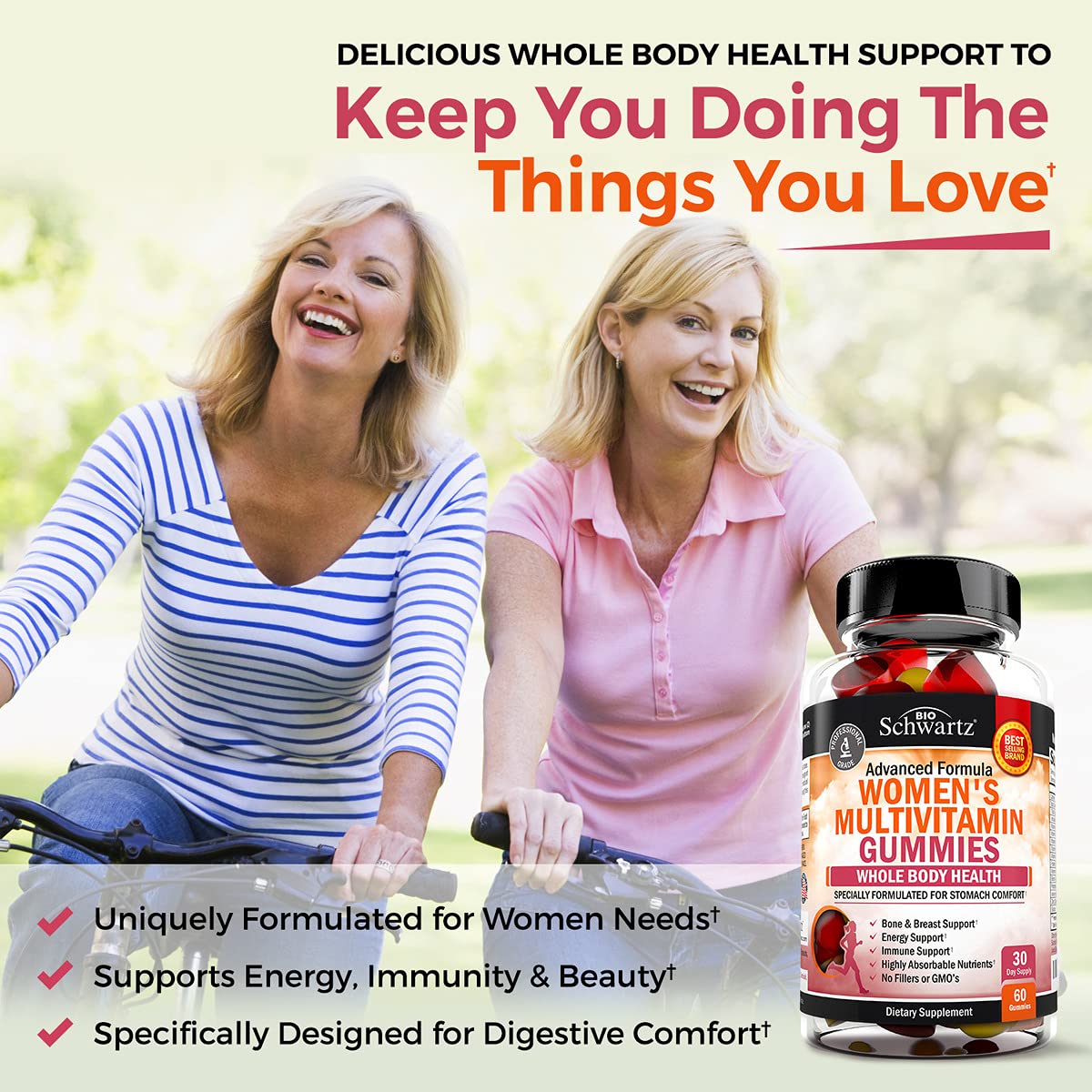 BioSchwartz gomitas mujer salud general: apoyo multivitamínico para energía y equilibrio