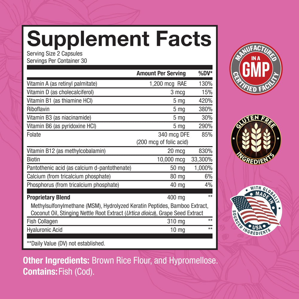 BioSchwartz hyaluronic-acid-collagen capsules on display suggest skin hydration benefits