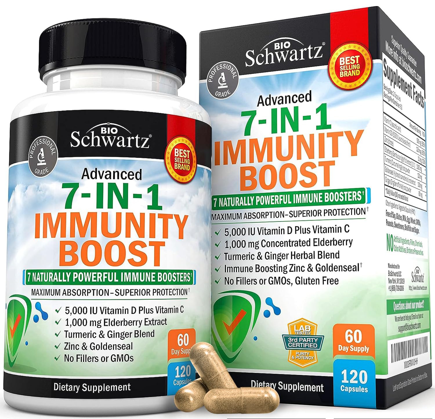 BioSchwartz immune support bottle shown for daily immune maintenance.