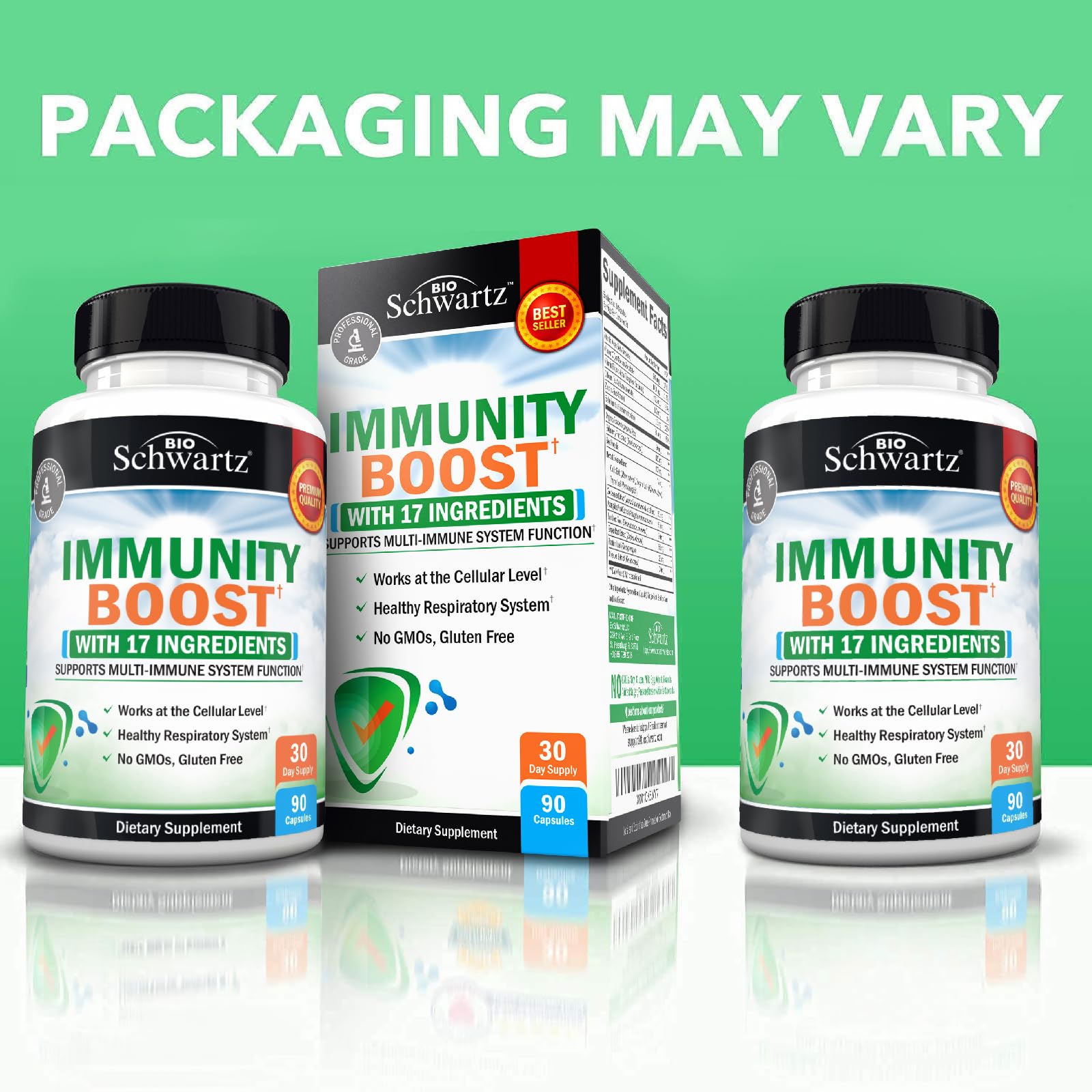 BioSchwartz Immune Support purity seal closeup indicating third-party testing for safety.