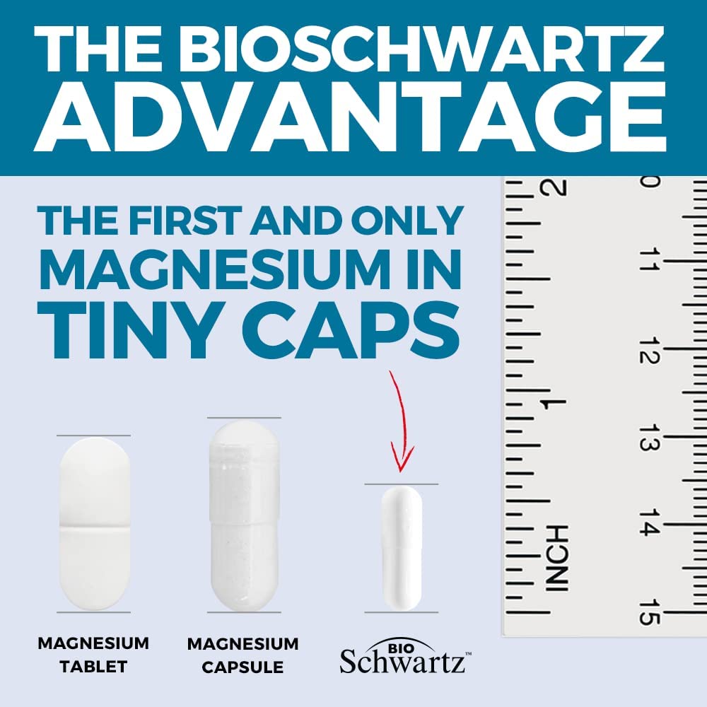 BioSchwartz magnesium bisglycinate label highlights Albion TRAACS and Non-GMO Project Verified seal.
