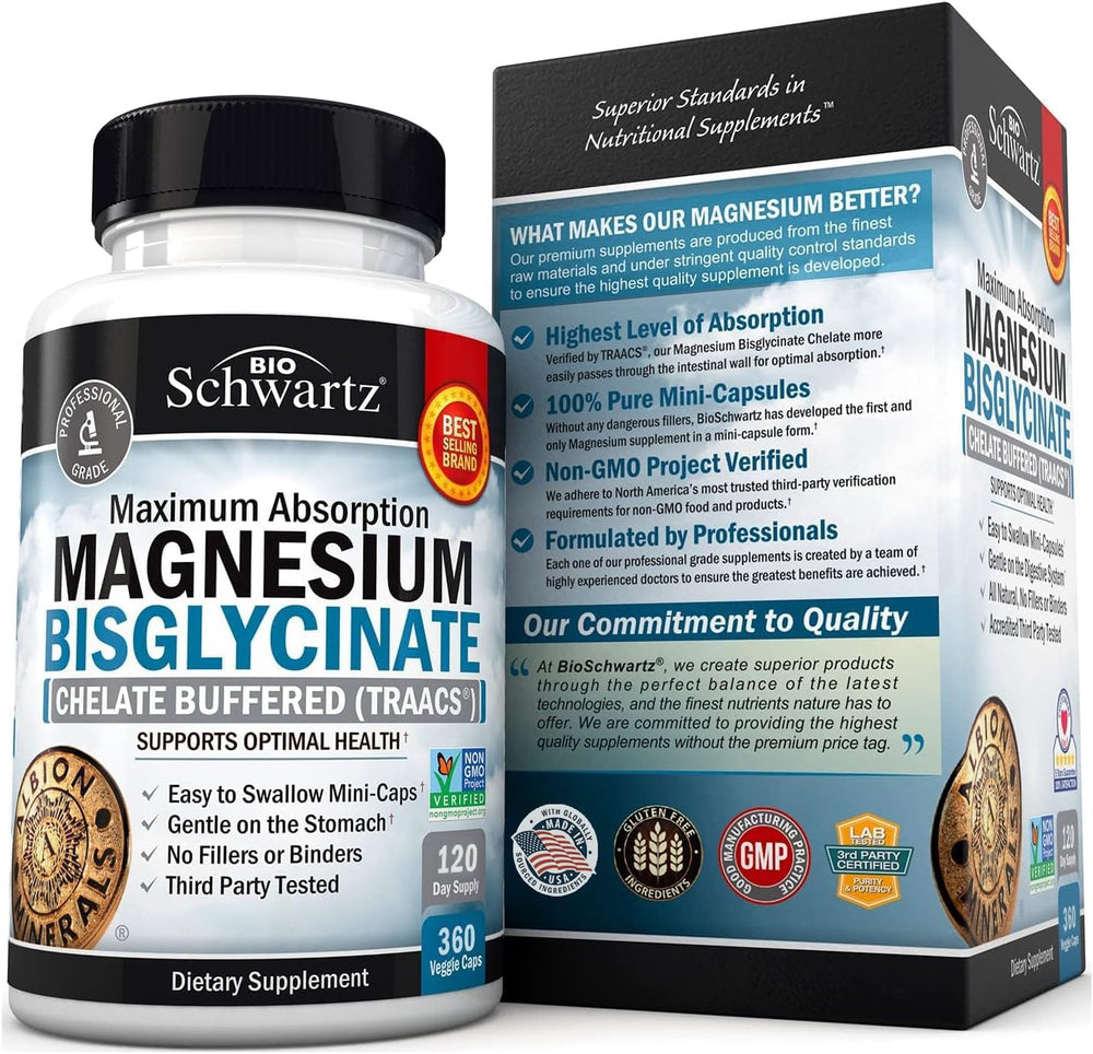 BioSchwartz Magnesium Bisglycinate on shelf ready for daily use.