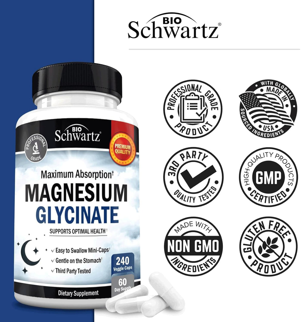 BioSchwartz Magnesium Glycinate is third-party tested for potency and quality.