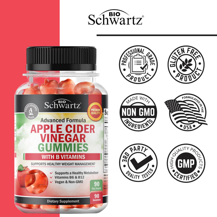 BioSchwartz mano sosteniendo gomitas para consumo diario