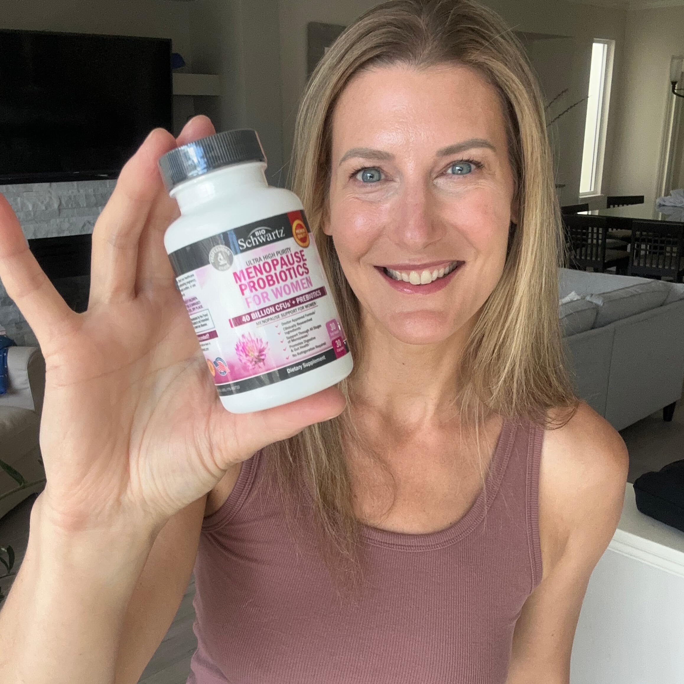 BioSchwartz menopause probiotics on-shelf display suggests ready-to-use supplement.