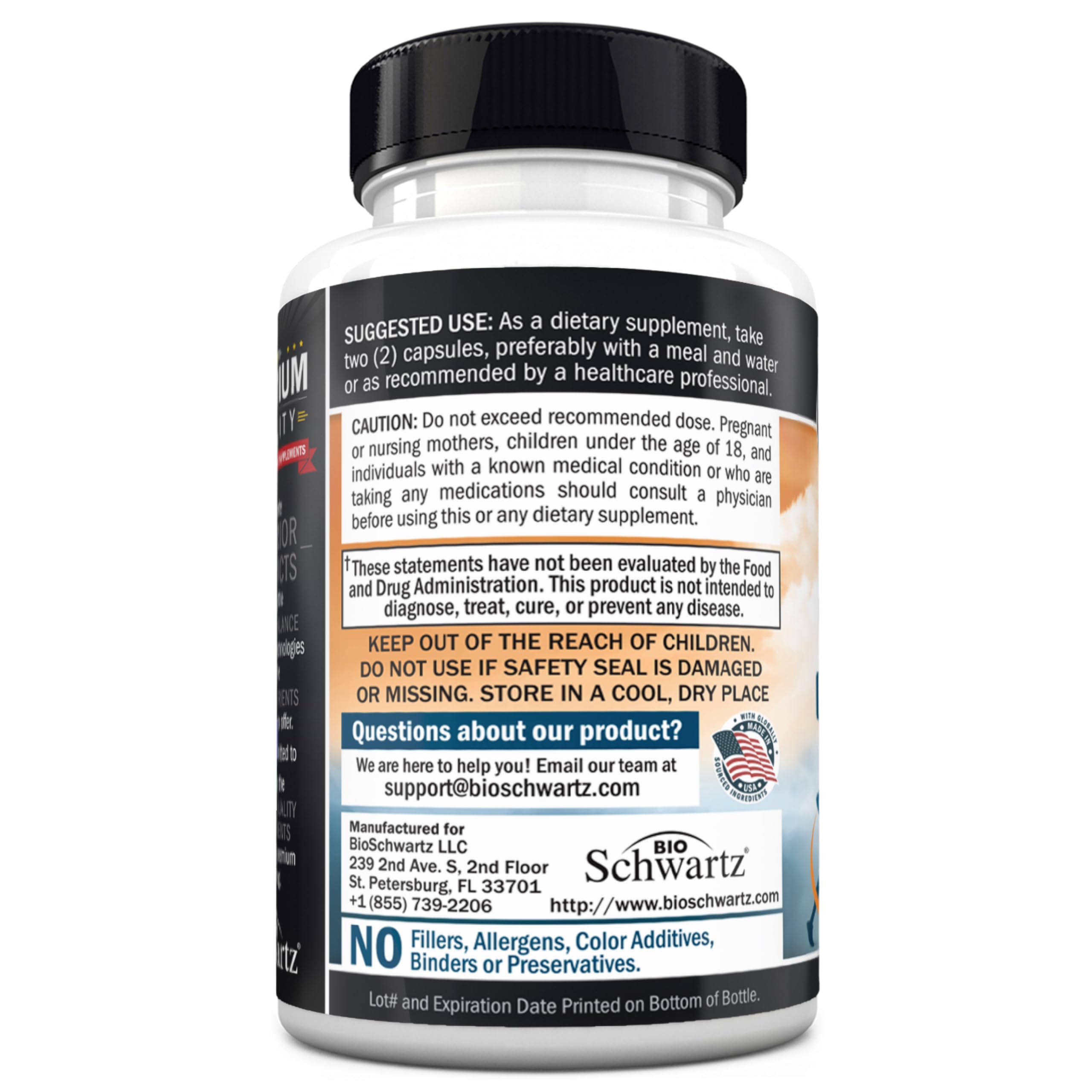 USA-manufactured BioSchwartz multivitamin bottle for quality assurance.