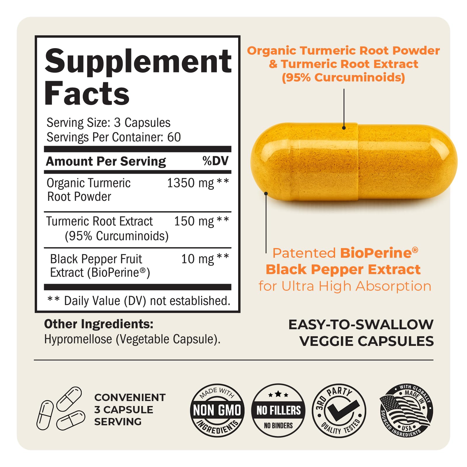 BioSchwartz organic turmeric extract packaging signals pure non-GMO ingredients