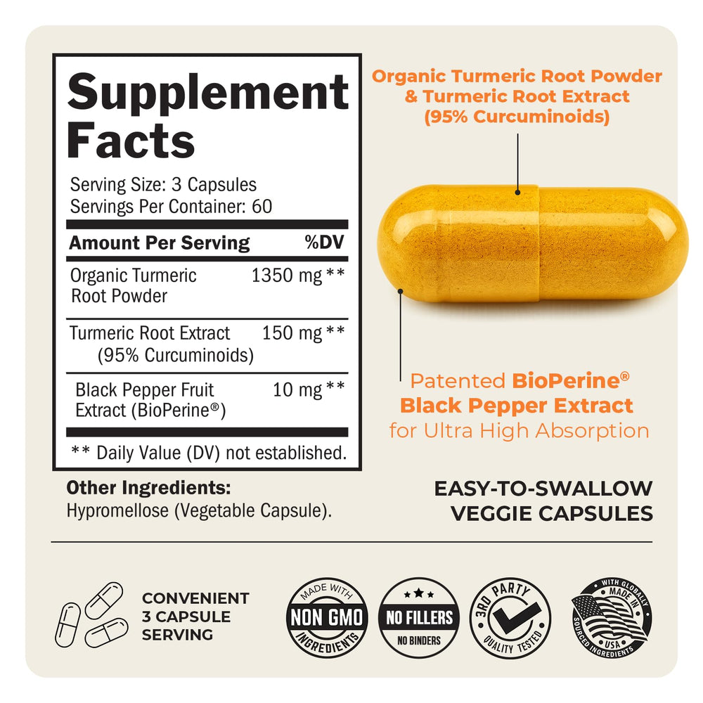 BioSchwartz organic turmeric extract packaging signals pure non-GMO ingredients
