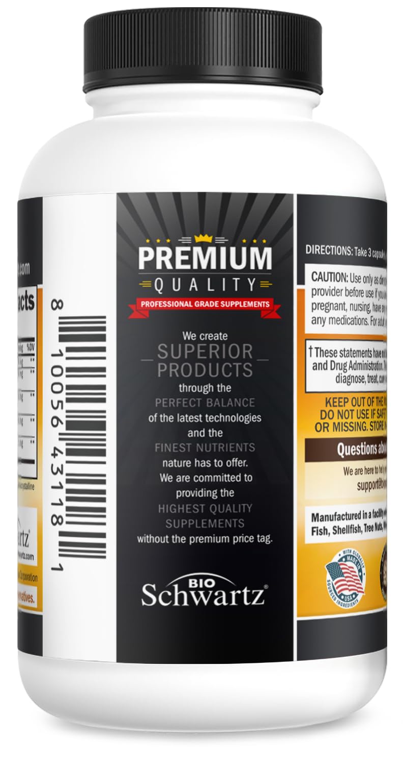 BioSchwartz organic turmeric packaging emphasizing clean, plant-based formulation.