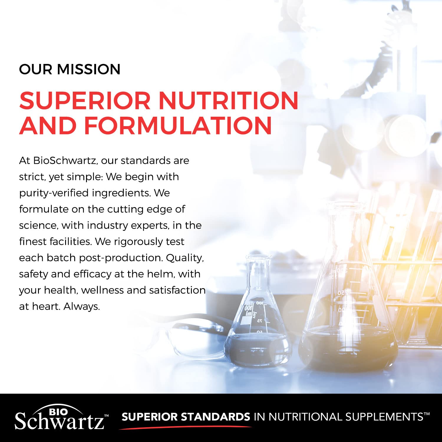 BioSchwartz purity seal image emphasizes third-party testing.