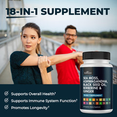 BioSchwartz Sea Moss Black Seed Oil capsules closeup for everyday vitality.