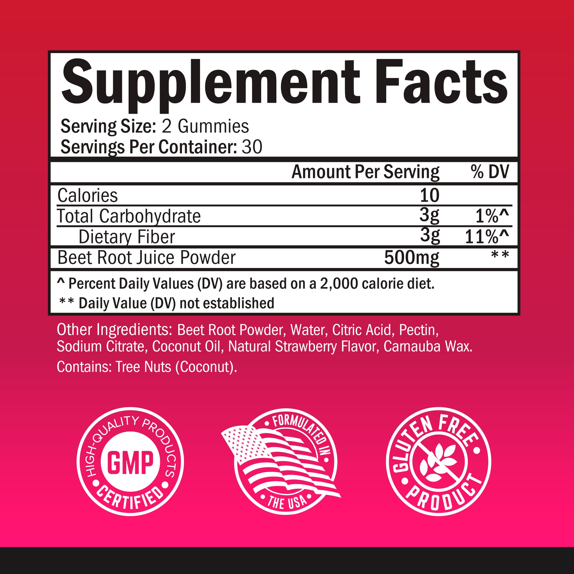 BioSchwartz Beet Root Gummies closeup shows strawberry flavor and sugar-free formula