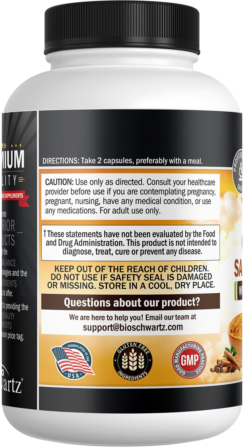 BioSchwartz turmeric label close-up showing potency and ingredients