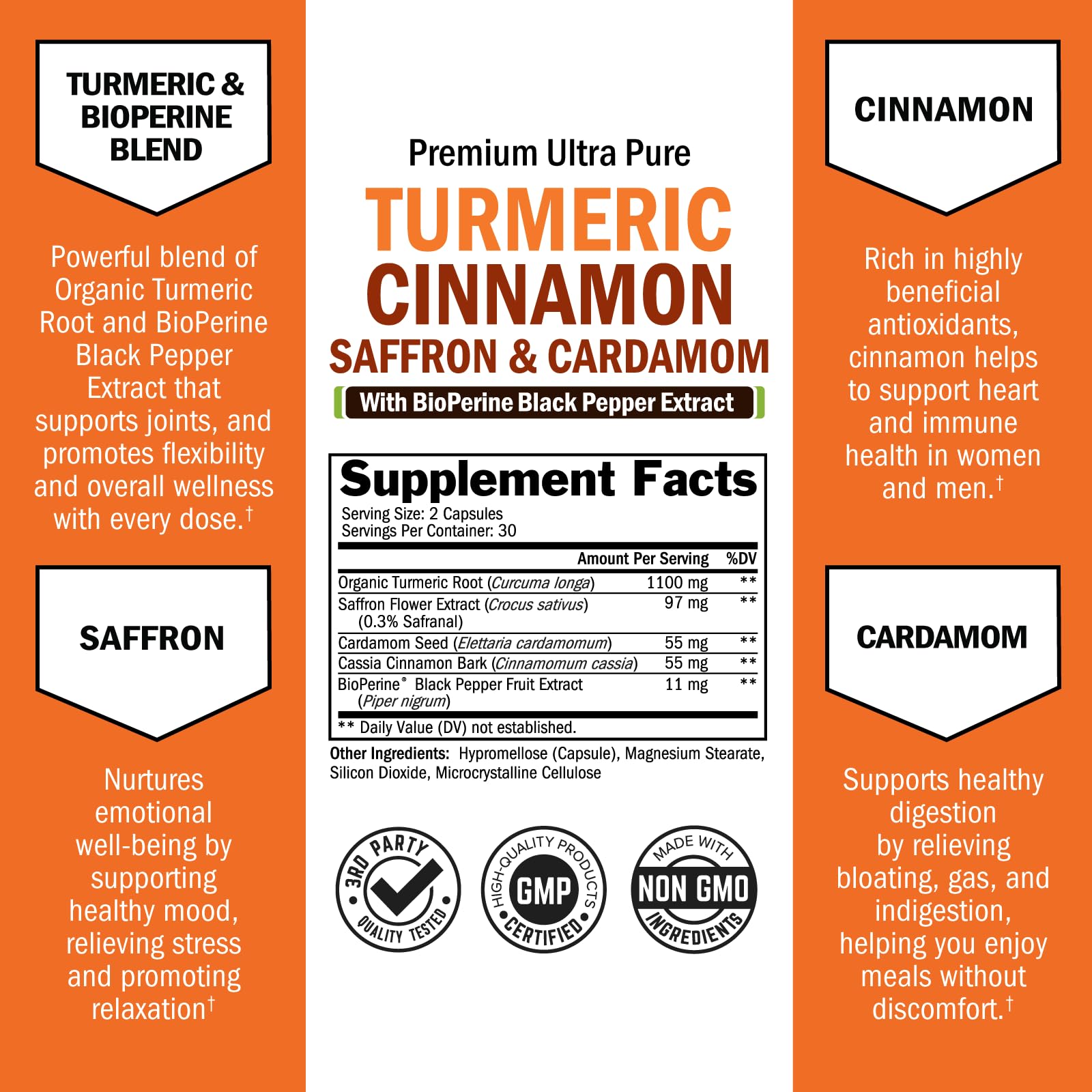 BioSchwartz turmeric capsules bottle side view showing packaging and purity
